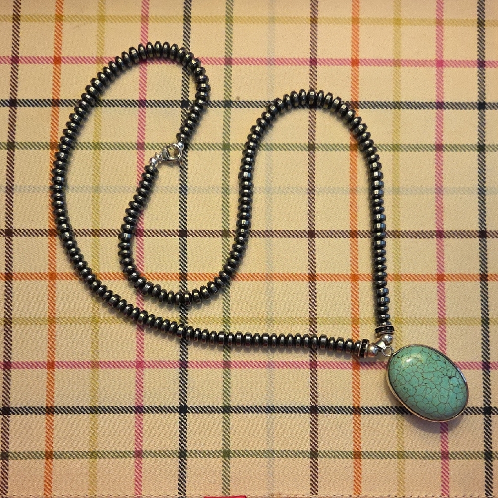 Artisan Blue and Silver Necklace with Elegant Pendant